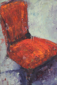 Red Chair Oil on Board by Nadine Collinson